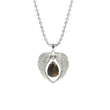Vintage Silver Angel Wings Heart Necklace - Ready to Wear Teardrop Crystal Ball Chain Pendant for Women, Spiritual Gift