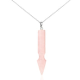 Natural Faceted Bullet Cone Crystal Pendant Necklace 72mm Chakra Healing Gemstone Point Charm with 18 Inch Silver Bead Chain