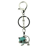 Healing Crystal Rose Quartz Semiprecious Stone Crafts Charm Cat Pendant Keychain for Women and Men