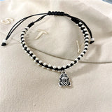 Vintage weave Ankle Bracelets Daisy Pendant Silver Anklets Chain Elephant Beach Foot Jewelry for Women and Girls