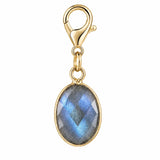 Oval Faceted Natural Gemstone Pendant Charms Gold Plated Bezel Wrapped Crystal Pendant for Jewelry Making DIY Necklace Earrings