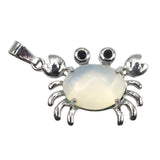 Natural Gemstone Crab Pendant | Silver-Tone Alloy Animal Charm for DIY Jewelry