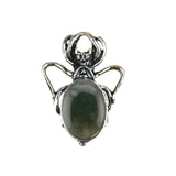 26×36mm Antique Silver Spider Pendant | Natural Crystal Cabochon Gothic Insect Charm for Jewelry Making