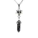 Natural Amethyst Crystal Quartz Merkaba Star Stone Chakra Pendant Necklace Hexagonal Pointed Energy Reiki Healing