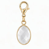 Oval Faceted Natural Gemstone Pendant Charms Gold Plated Bezel Wrapped Crystal Pendant for Jewelry Making DIY Necklace Earrings