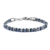 6mm Natural Stone Beaded Bracelet with Stainless Steel Clasp Adjustable Extender Chain Matte Onyx Tiger Eye Bracelet for Men Daily Wrist Jewelry