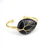 Handmade Black Obsidian Tree of Life Bracelet - Adjustable Copper Wire Wrapped Cuff - Natural Gemstone Healing Crystal Jewelry for Protection & Grounding - Unique Spiritual Gift