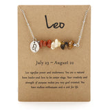 Zodiac Sign Crystal Necklace | Irregular Gravel Stone Pendant with Constellation Card for Women