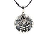 Silver Plated Hamsa Hand Pendant, Natural Crystal Inlaid Fatima Hand Hollow Charm for Spiritual Necklace Making