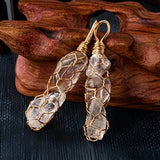 Tumbled Stone Pendant with Gold Wire Mesh Wrapping | Handmade Natural Crystal Charm for Calm Healing Jewelry