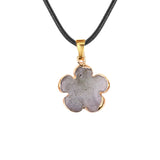 Natural Crystal Flower Pendant Necklace Gold Plated Edge Healing Gemstone Jewelry for Women