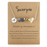 Zodiac Sign Crystal Necklace | Irregular Gravel Stone Pendant with Constellation Card for Women