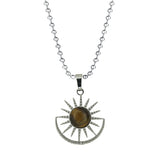 Boho Celestial Sun Crystal Necklace - Natural Gemstone Stainless Steel Chain