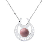 Stainless Steel Witch Moon Pendant Necklace - Triple Moon Goddess Symbol with Moonstone Style Gemstone - Wiccan Pagan Jewelry for Women & Men