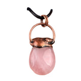 Mystic Crystal Potion Jar Necklace - Antique Bronze Capped Waterdrop Gemstone Magic Spell Vessel Amulet for Women Men