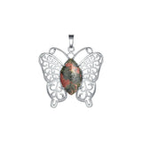 Mystic Butterfly Natural Crystal Pendant – Elegant Hollow Wing Pink Quartz Statement Necklace