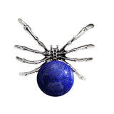 47×40mm Natural Crystal Ball Spider Pendant | Gothic Antique Silver Insect Charm for DIY Jewelry