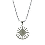 Boho Celestial Sun Crystal Necklace - Natural Gemstone Stainless Steel Chain