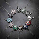 Handmade Tree of Life Healing Stone Pendant for Necklace Handmade Round Silver Alloy Gemstone  Crystal Pendant Charm Jewelry