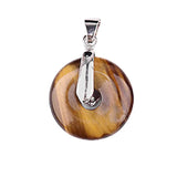 Natural Gemstone Ping Buckle Shaped Pendant with Silver Metal  Mixed Agate Crystal Pendant Jewelry Gift Bring Health