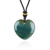 30mm  Gemstone Heart Pendant Necklace Handcrafted Crystal Love Charm on Adjustable Cord Healing Stone Jewelry Gift for Her, Him & Couples