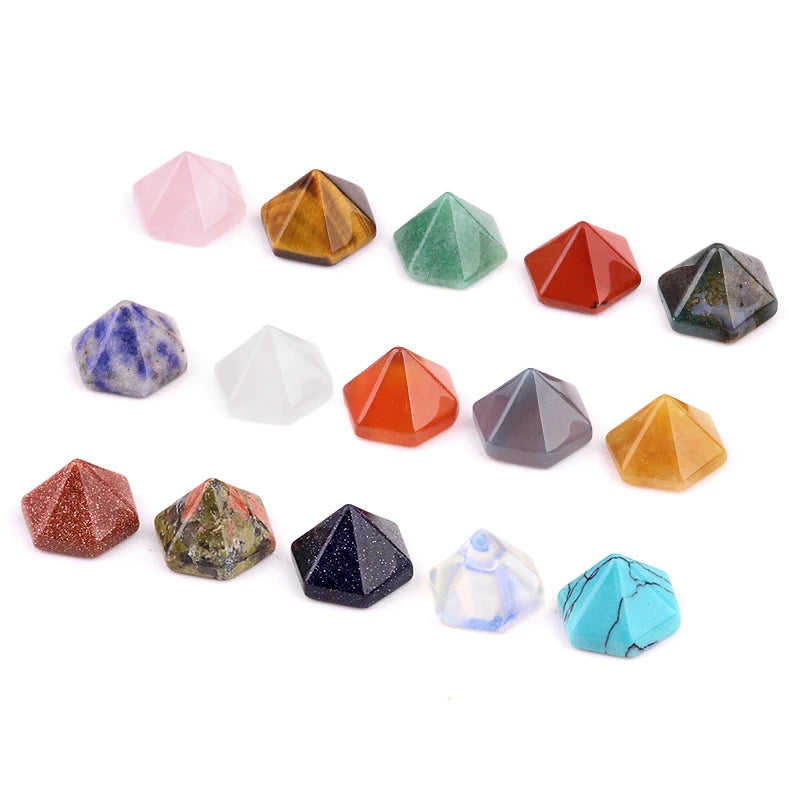 Mini Natural Gemstone Diamond Pyramid, 16mm Polished Crystal Pyramid Stone, Chakra Reiki Healing Crystal for Meditation, Home Decor & Jewelry Making