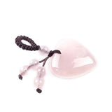 Natural Heart Crystal Keychain, Hand Knotted Chakra Gemstone Beads Love Stone Keyring for Mother’s Day Gift