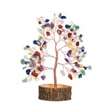 Handmade Natural Crystal Tree | Solid Wood Base Healing Gemstone Tree with Amethyst Rose Quartz Tiger Eye | DIY Home Decor Crafts Spiritual Gift Souvenirs