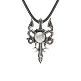 Fashion Jewelry Necklace Natural Stone Crystal Labradorite Double-winged Dragon Sword Pendant Necklace Accessories Women