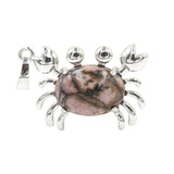 Natural Gemstone Crab Pendant | Silver-Tone Alloy Animal Charm for DIY Jewelry