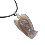 Handmade Craved 1.5Inch Gemstone Angel Pendant Necklace -45CM Black Cord #SN1531