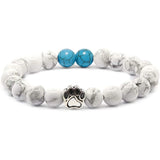 Natural Stone Stretch Beaded Bracelet with Turquoise Accent & Heart Charm Chakra Energy Healing Elastic Bracelet for Women Stacking Jewelry