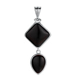 Geometric Elegance Natural Gemstone Pendant – Double Tier Rhombus & Teardrop Crystal Jewelry Gift
