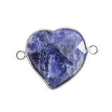 Faceted Gemstone Heart Connector for Jewelry Making 25mm Stone Pendant Links with Double Loops Wrapped with Brass Edge