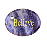 35X45MM Flat Oval Gemstone Pendant Engraved Words for Making Jewelry Lucky Stone DIY Accessories