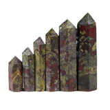 Natural Dragon Bloodstone Crystal Point Tower Polished Hexagonal Obelisk Wand for Home Decor Meditation Crystal Collection Gift