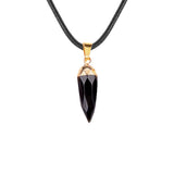 Faceted Chili Gemstone Pendant Necklace SN1871G Hand-Carved Protection Amulet 45CM Black Cord