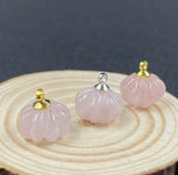Cute Gemstone Pumpkin Crystal Charm Pendant Pack Carved Mini Natural Stone Flower Beads with Iron Bail for DIY Necklaces Bracelets Earring Making