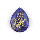 Hamsa Hand Fatima Pendant | 33mm Natural Teardrop Crystal Spiritual Protection Energy Jewelry