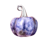 20MM Gemstone Pumpkin Pendant Ornament Handmade Craved Crystal Charm with Silver Bail for Halloween & Fall DIY Jewelry