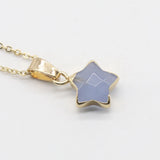Gold Plated Star Shape Natural Crystal Pendant Necklace, 13×13mm Faceted Five‑Pointed Star Gemstone Necklace, Reiki Chakra Healing Stone Jewelry for Women