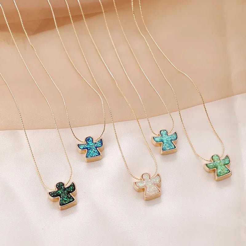 Gold Plated Synthetic Opal Cross Pendant Necklace 43+5cm Extender Chain, Shiny Faux Opal Inlay Cross Necklace, Religious Christian Faith Jewelry Women Daily Wear Spiritual Gift