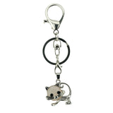 Healing Crystal Rose Quartz Semiprecious Stone Crafts Charm Cat Pendant Keychain for Women and Men