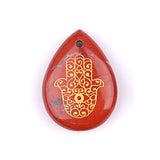 Hamsa Hand Fatima Pendant | 33mm Natural Teardrop Crystal Spiritual Protection Energy Jewelry