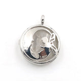 Fairy Hollow Cutout Open Locket Necklace with Natural Crystal Stone Silver Plated Memory Wish Box Pendant Black Wax Cord Necklace for Women