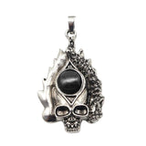 Dark Culture Silver Skull Fire Charm • Vintage Biker Flame Skeleton Replacement Pendant • Unisex Rocker Hip Hop Halloween Jewelry Gifts