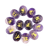 Carving 12 Constellation Healing Stones Multiple Gemstones Choose Oval Polished Gemstone Collectibles #SP1904-W16