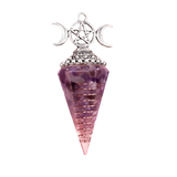 Triple Moon Pentacle Orgone Pendulum Pendant Resin Crystal Dowsing Charm for Wicca & Spiritual Jewelry