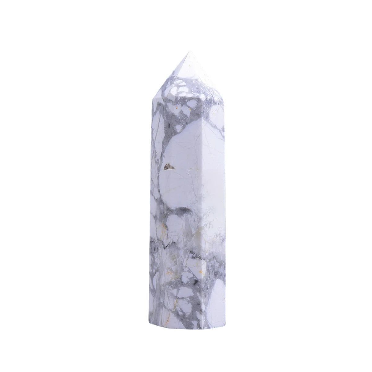 Multi-Sized Howlite Natural Stone Hexagonal Pillar Decoration Witchcraft Office Ornament Tower Stone Crafts DIY Accessory Gift