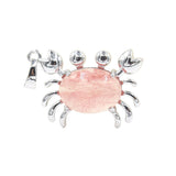 Natural Gemstone Crab Pendant | Silver-Tone Alloy Animal Charm for DIY Jewelry